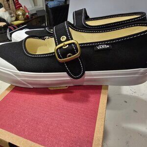 Vans NEW Mary Jane Sneakers Black/White Womens Size US 7.5 Ballet Slipper NEW
